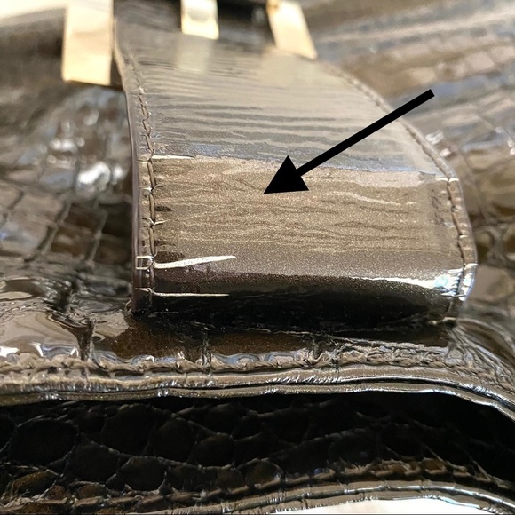 Michael Kors Purse‎ Peninsula Hobo Bag Dark Brown Croc Patent Leather - Picture 6 of 16